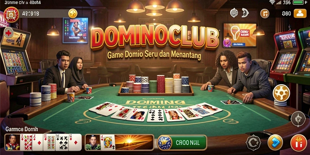 Tampilan gameplay seru dari DOMINOCLUB menunjukkan aksi pertarungan domino.