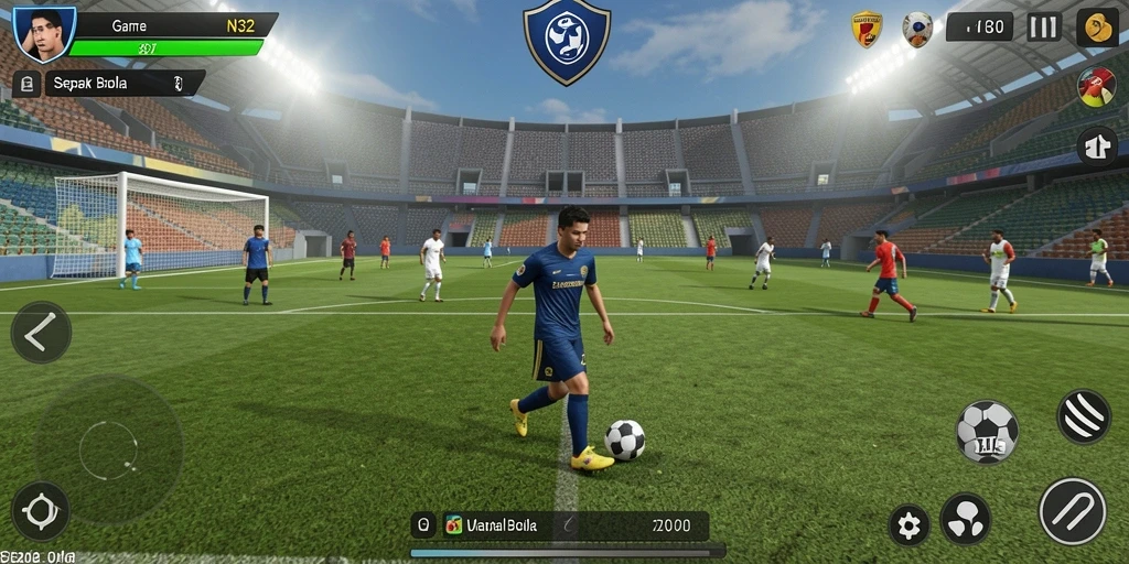 Tampilan permainan sepak bola yang memukau dan realistis.