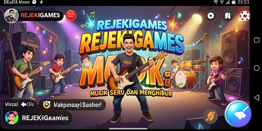 Tampilan gameplay REJEKIGAMES yang menarik dengan beragam lagu.