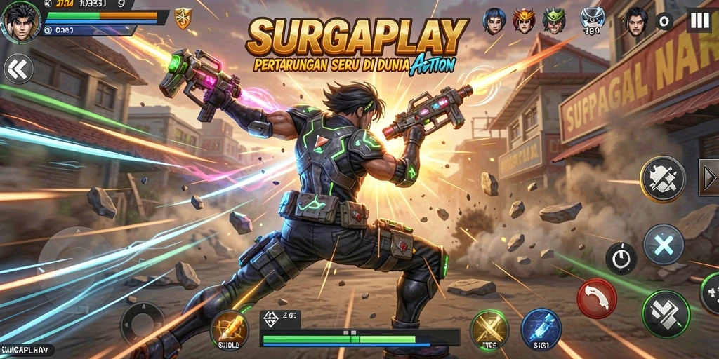 Gameplay SURGAPLAY menampilkan pertarungan epik dengan grafis yang luar biasa.